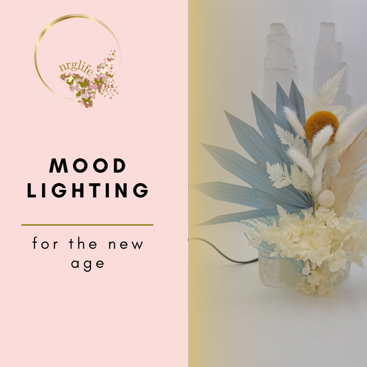 Hydrated Flowers decorated Selenite Lamp inspires mood lighting for the new age.