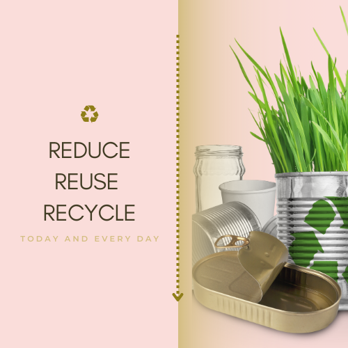 Our philosophy is to reduce, reuse and recycle as much materials as we possible can.