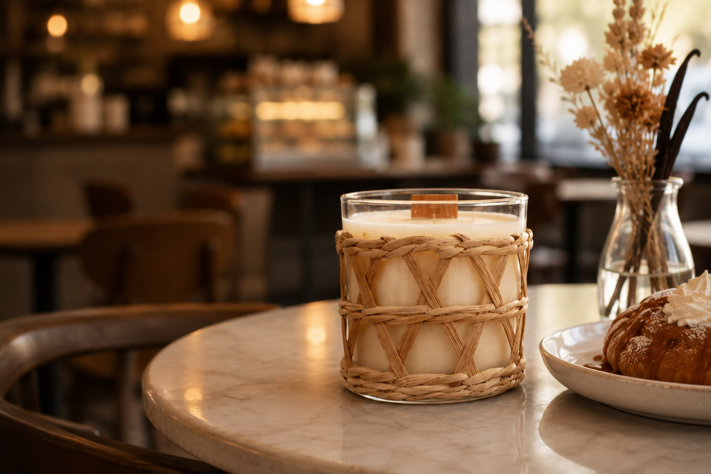 Vanilla Caramel Candle - Rattan Weave