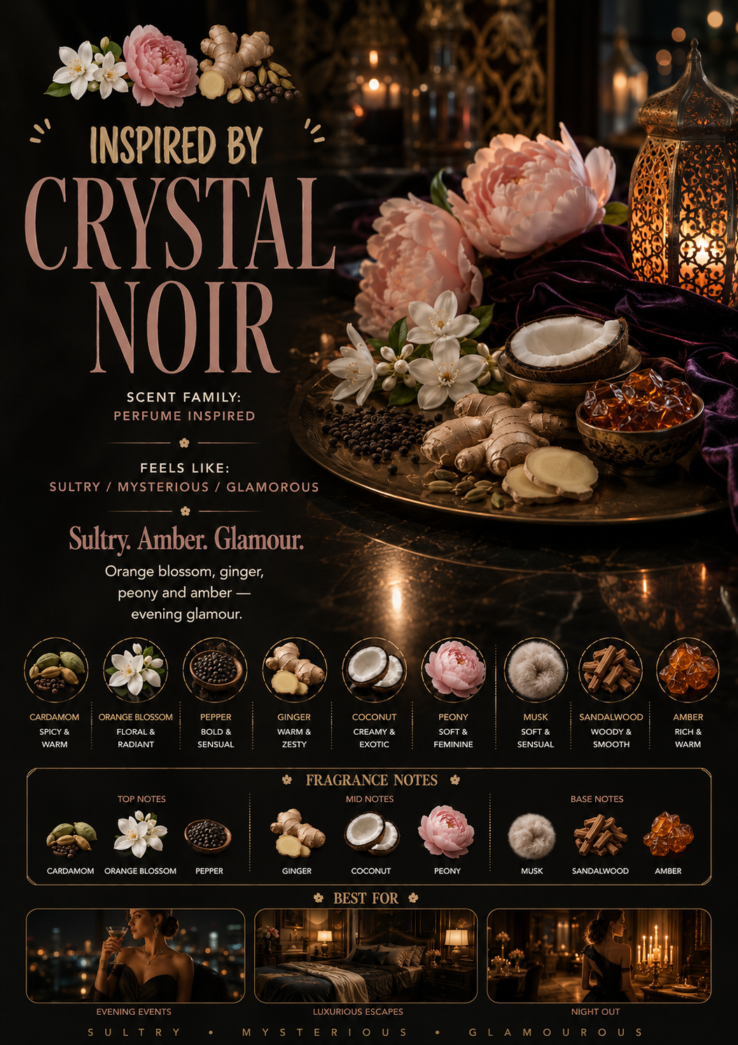 Inspired by Crystal Noir scent profile
