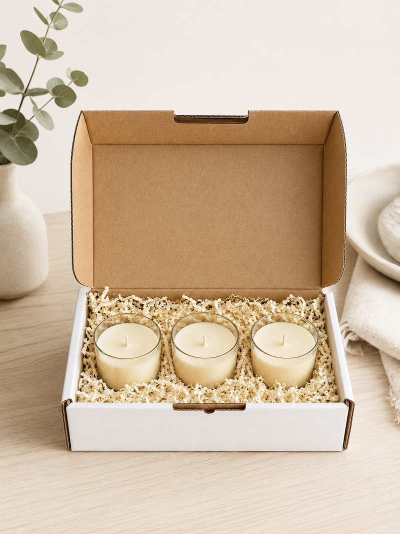 Three delightful samples from each scent category, for you to sample comes delivered in a box and refundable on full purchase of a candle.