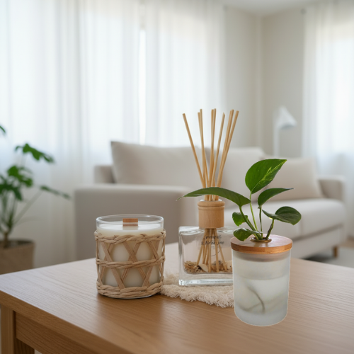 New-Arrival products from Nrglife, sitting on a coffee table in a lounge room.