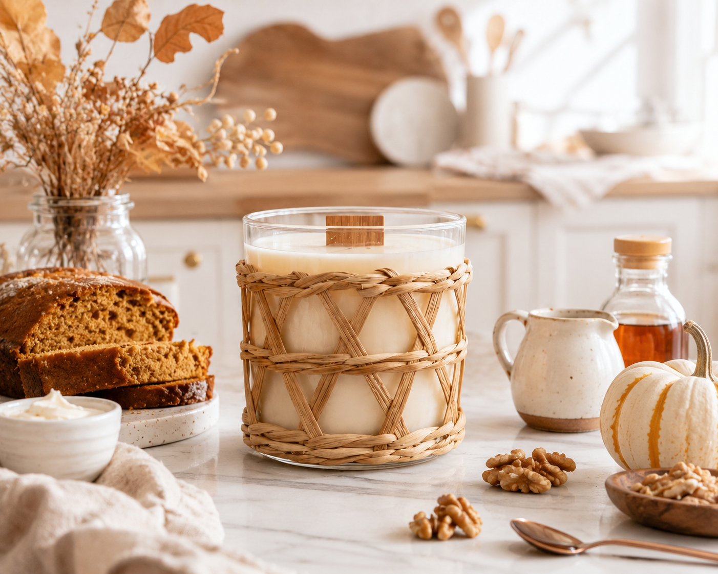 Maple Pumpkin Bread Candle - Rattan Weave