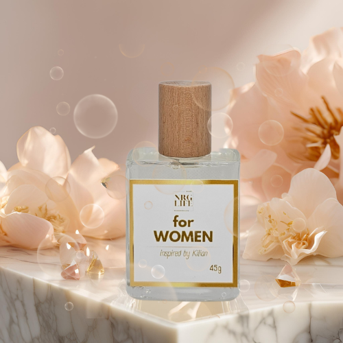 For Women Dupe perfume 45ml bottle with floral background