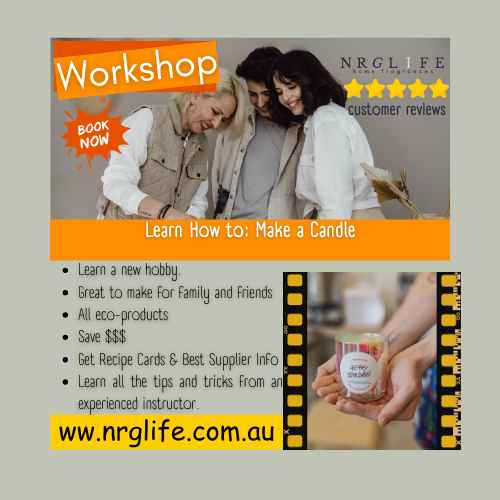 Workshops on how to Learn to Make a Candle or a Reed Diffuser & Room Spray or a Body Wash & Perfume.