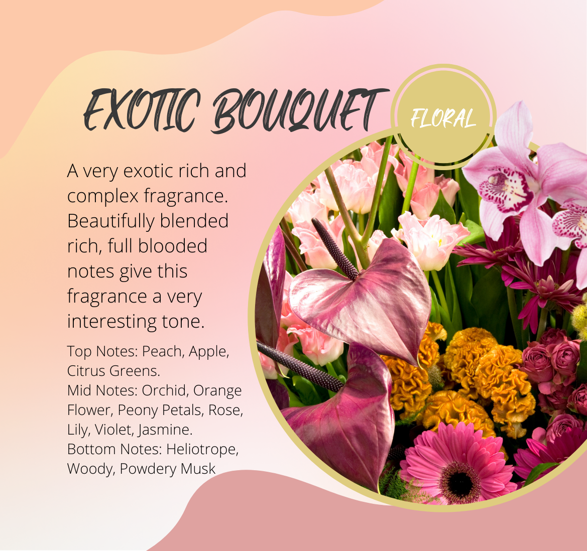 A description chart of  our Exotic Bouquet fragrance