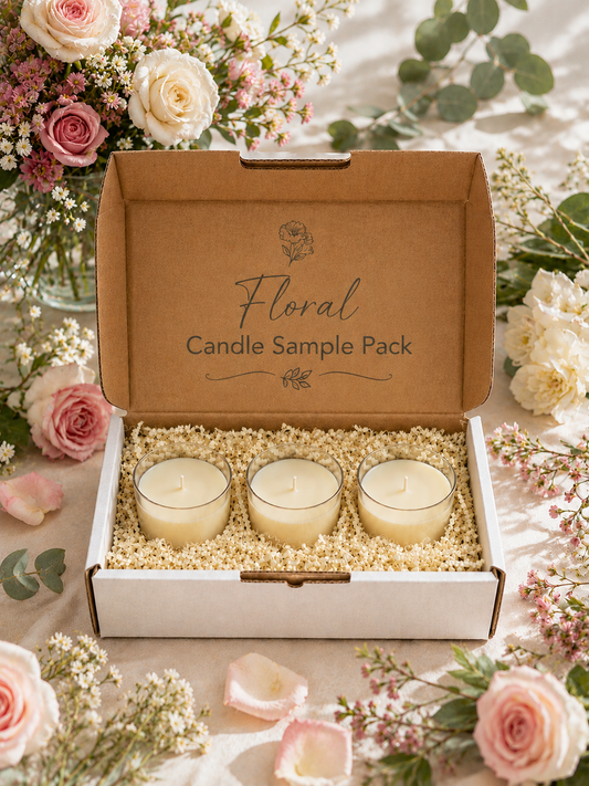 Floral Candle Sample Pack - 3 Scents of Calm, Femininity & Luxury