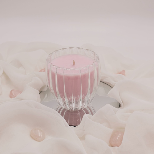 Romantic Double Walled Glass Candle infused with Fantasy scent.