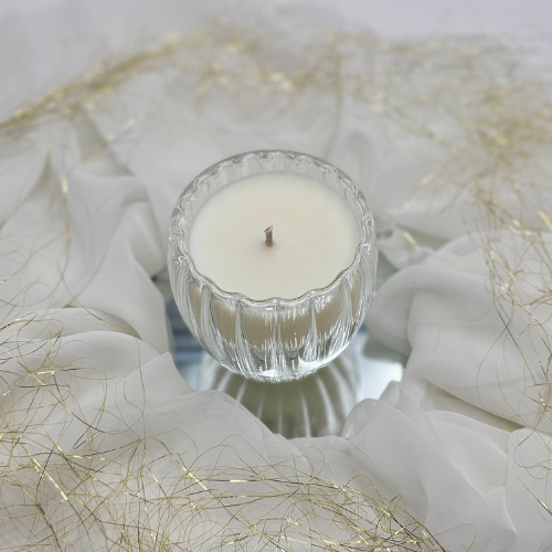 Romantic Double Walled Glass Candle infused with J' Adore scent.