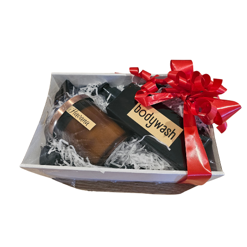 A Gift set of a Mens Coconut Body Wash with a cologne type scent Havana with a matching candle.