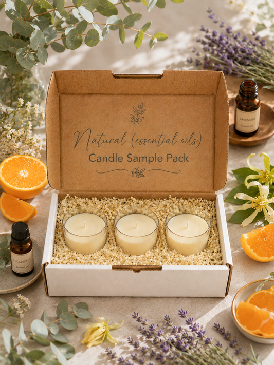 Natural (essential oils) Candle Sample Pack - 3 pure scents for wellness