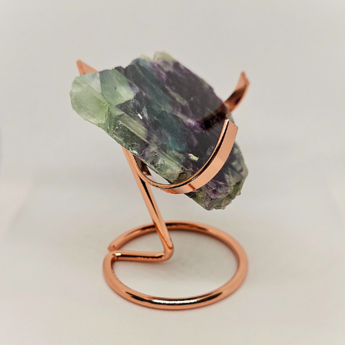 Rainbow Fluorite Crystal Slab on Gold Stand