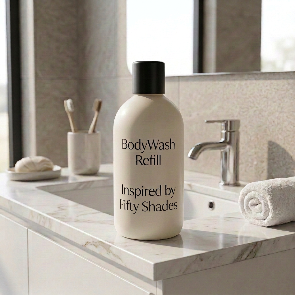 500ml White Bottle - Coconut Body Wash refill with Inspired by Fifty Shades fragrance. 