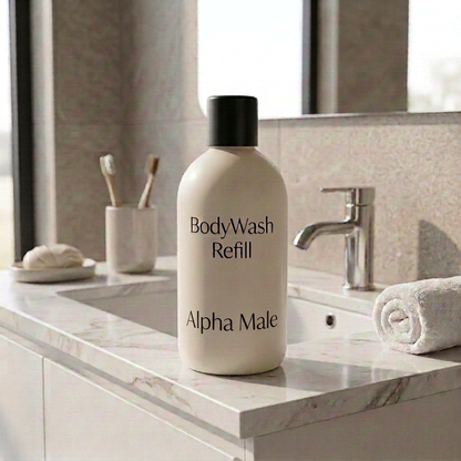 500ml Body wash refill bottle labelled Alpha Male.