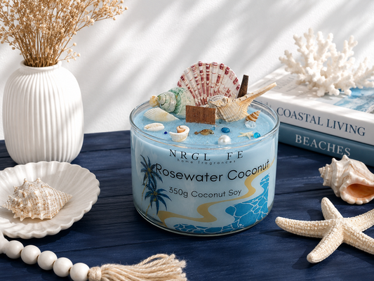 Rosewater Coconut Shell Candle