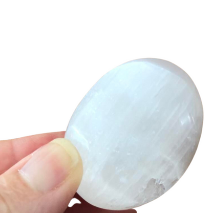 Selenite Palm Worry Stone Crystal