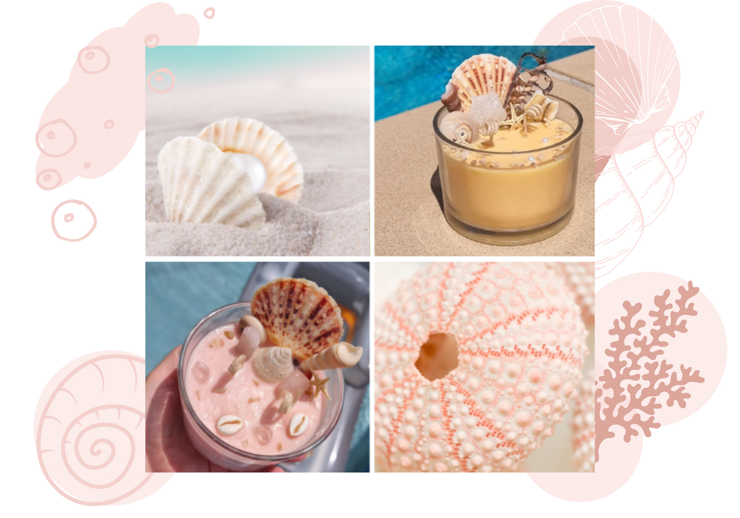 A selection of fragrance and shell infused candles available at Nrglife.