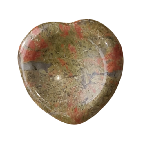 Unakite Heart Palm Worry Stone