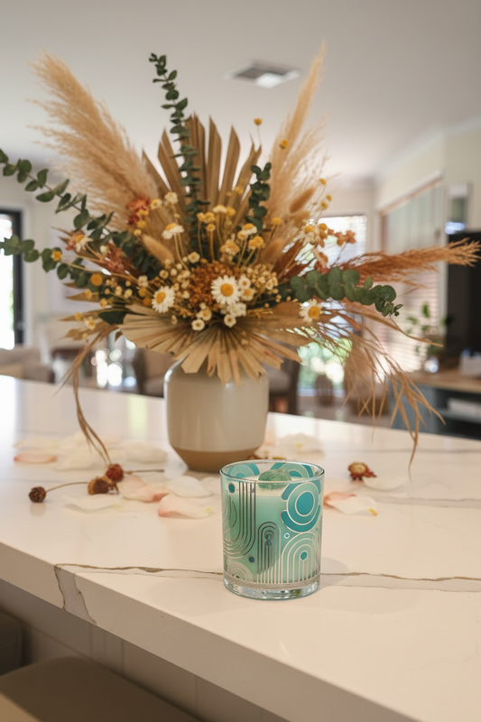 The Herb Garden Crystal Candle | Green Art Deco