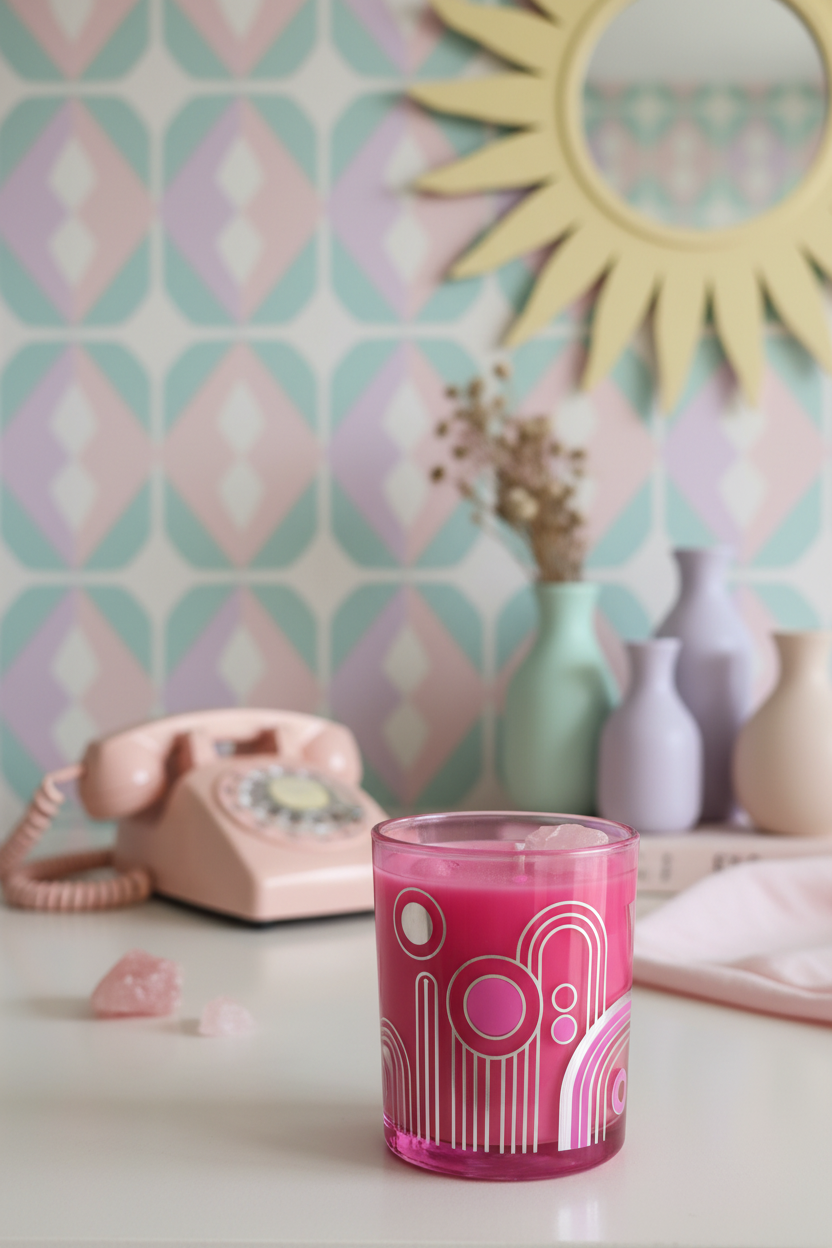 Art Deco Candle — Pastel Retro
