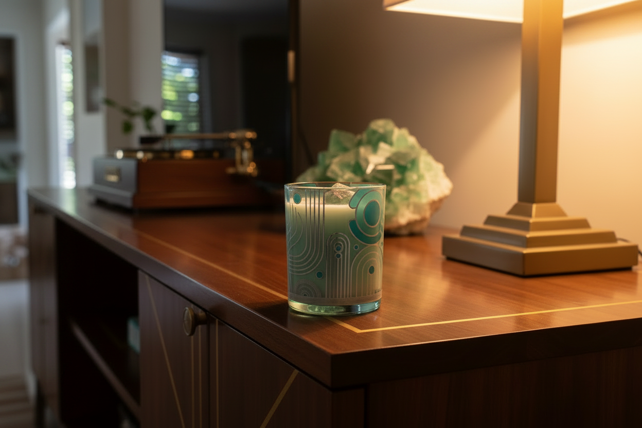 Art Deco Candle with Record Player