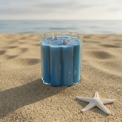 Beach Blue Cloud Candle on Sand