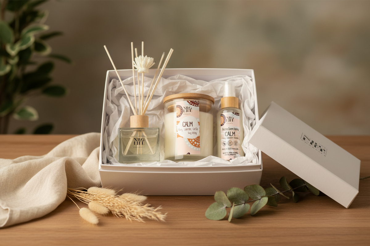 Calm Reed Diffuser, Candle & Room Spray Gift Set.