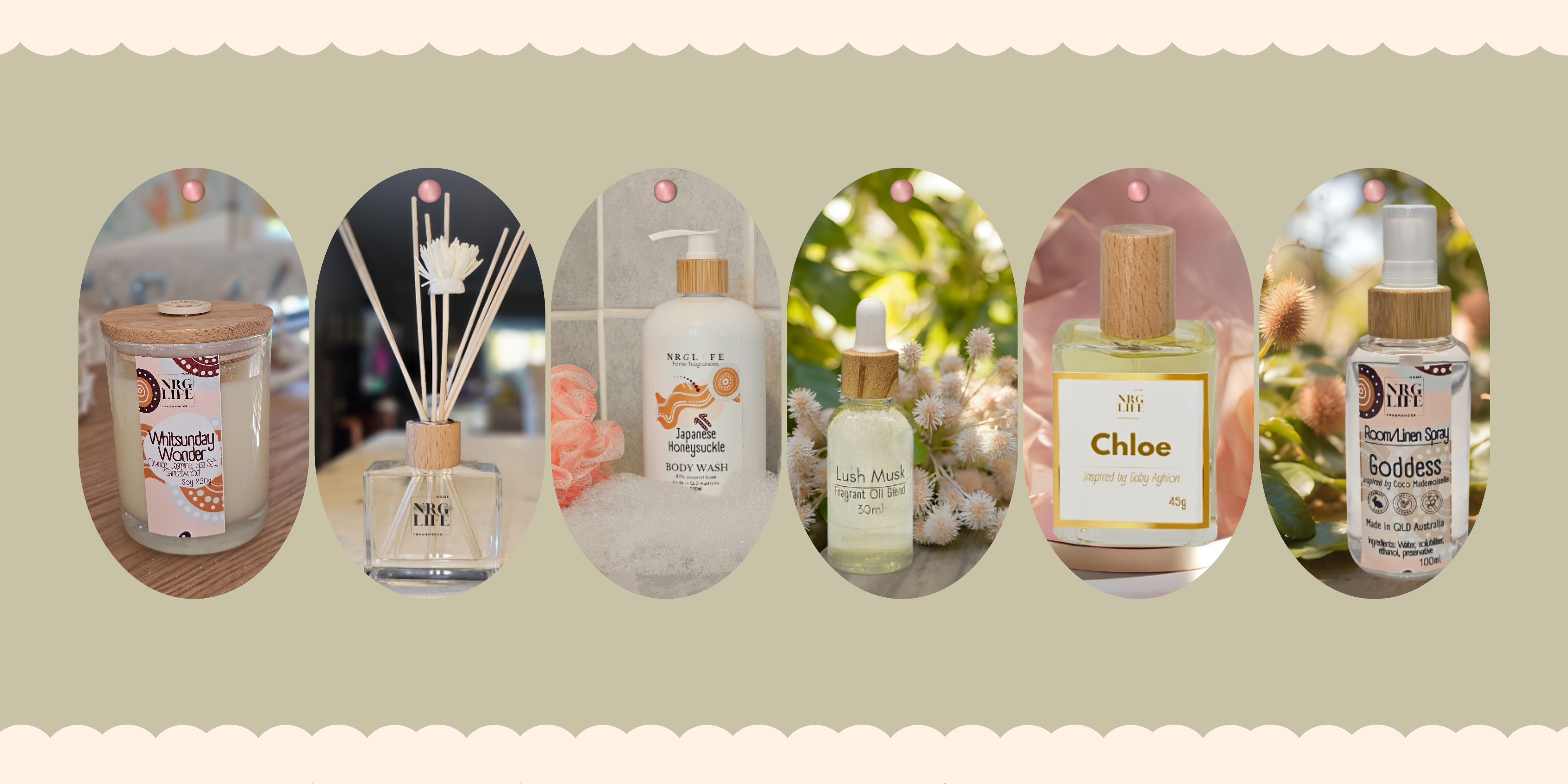 A selection of eco-products from nrglife home fragrances