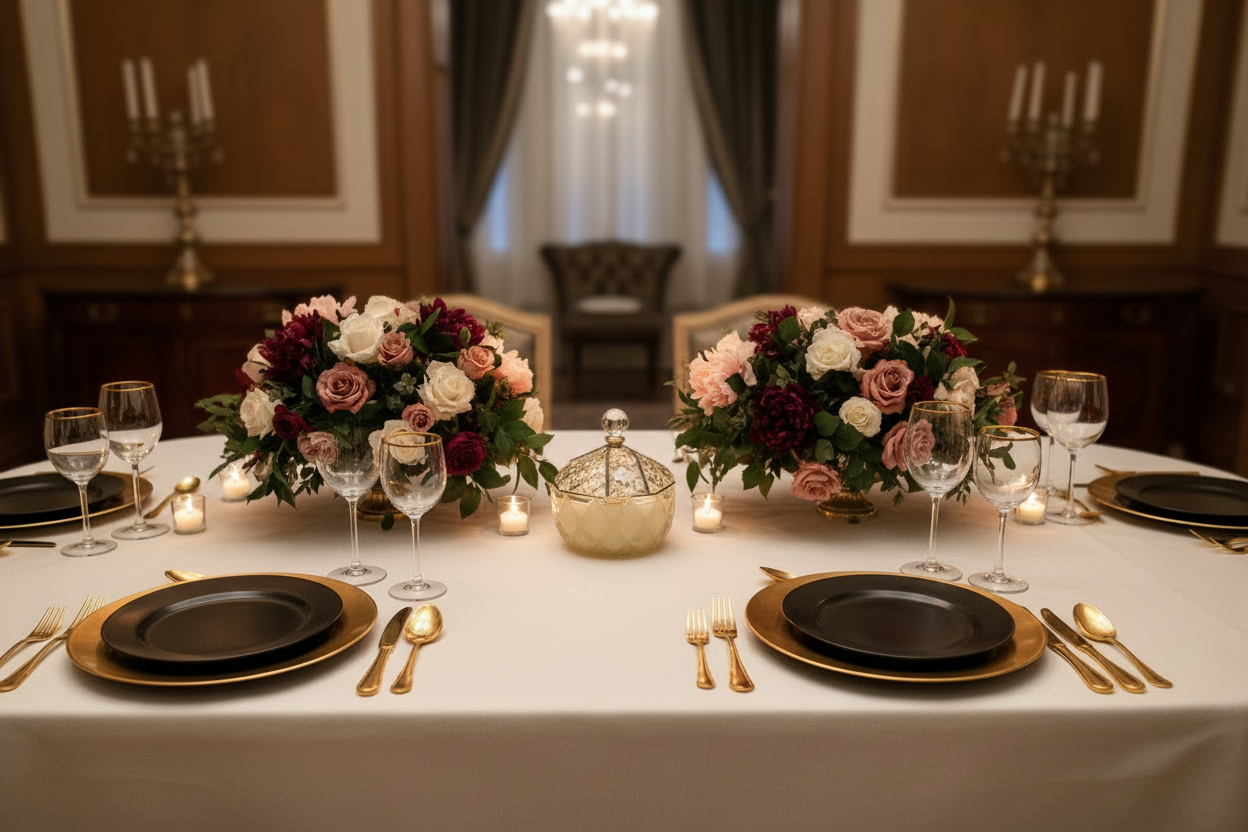 Marshmallow Candle Luxury Dinner Table - Feature Centrepiece