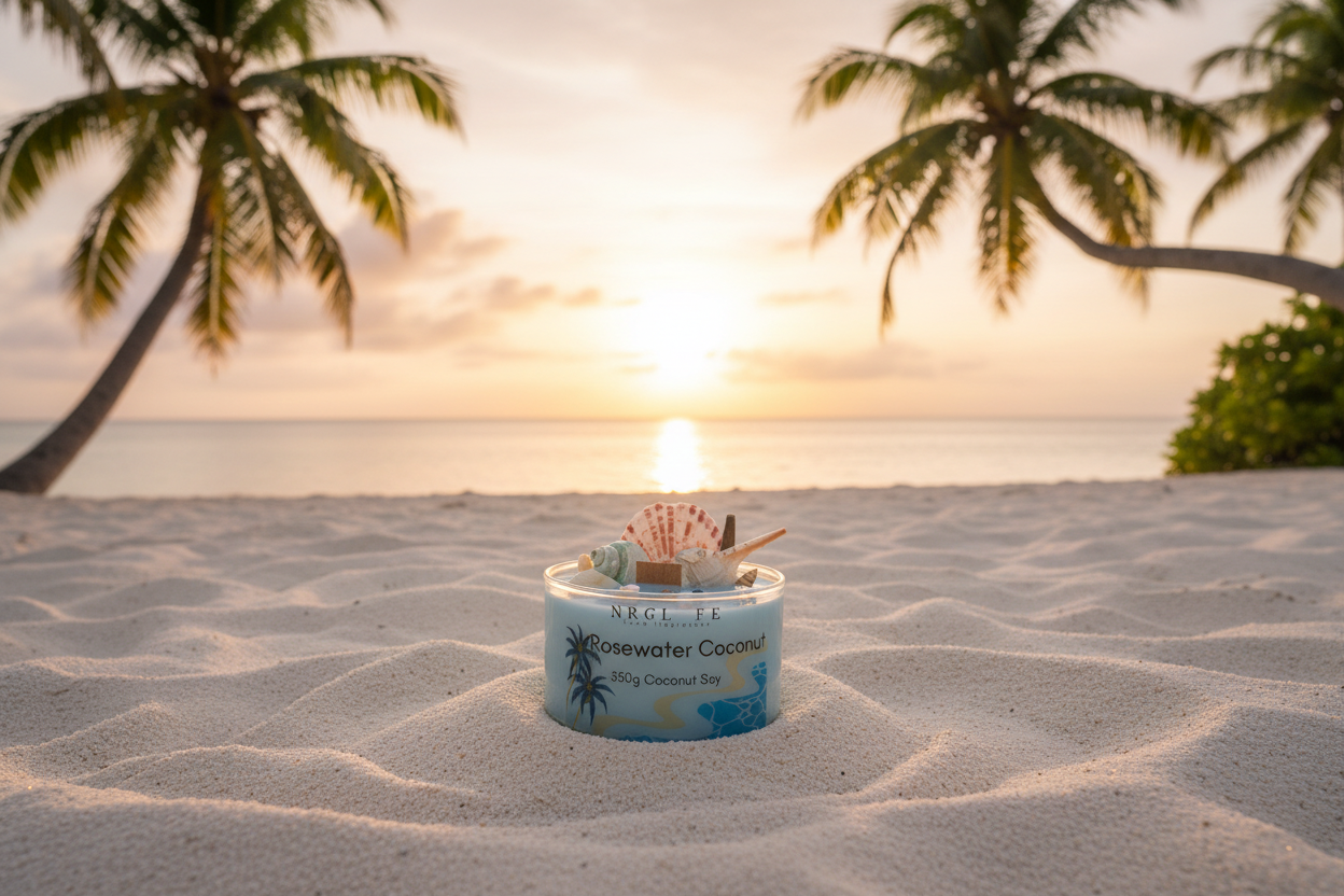 Rosewater Coconut Shell Candle