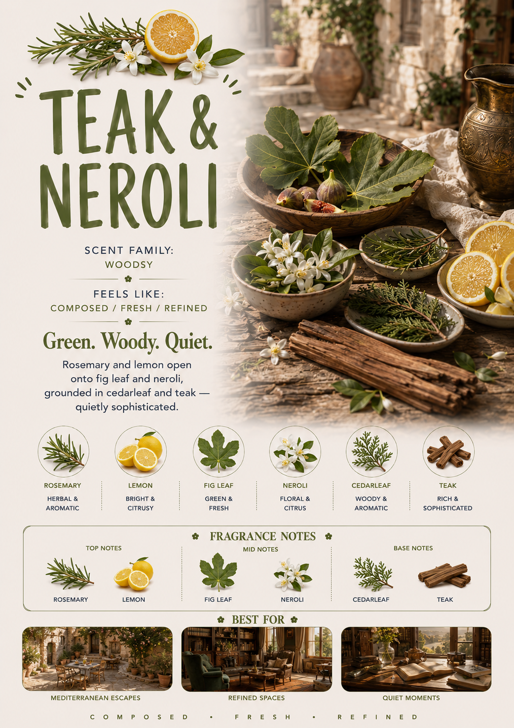 Teak & Neroli scent profile