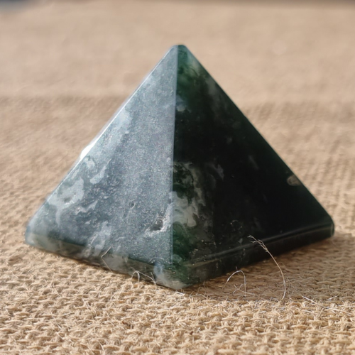 Moss Agate Crystal Pyramid