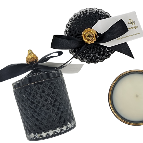 Black and Gold large Renaissance Jar Candle infused with Thai Lime & Mango Fragrance