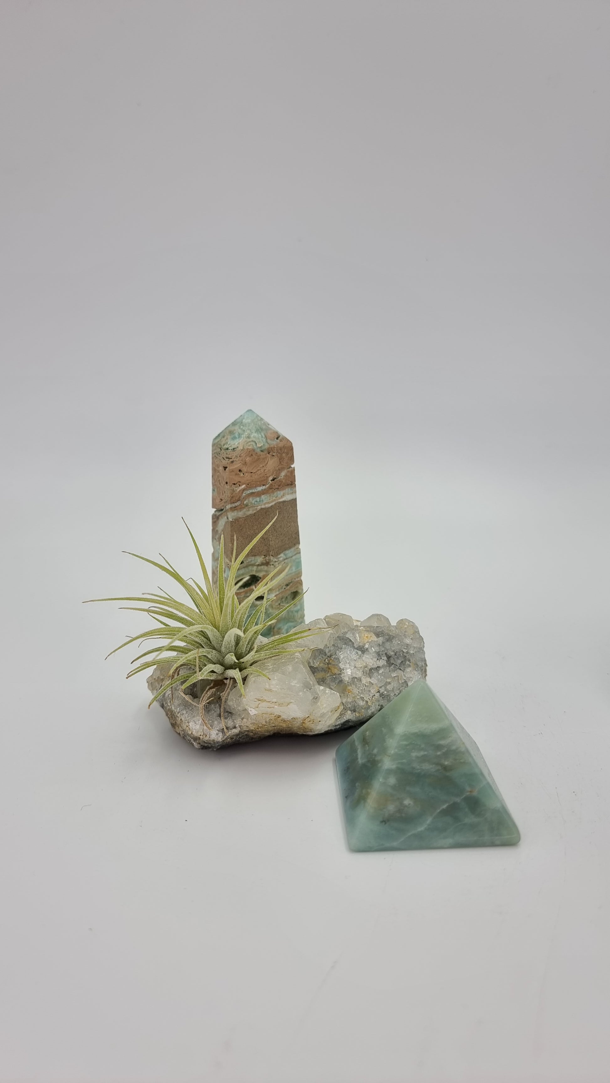 Combination of New Jade Crystal Pyramid, Caribbean Generator and Air Plant Décor