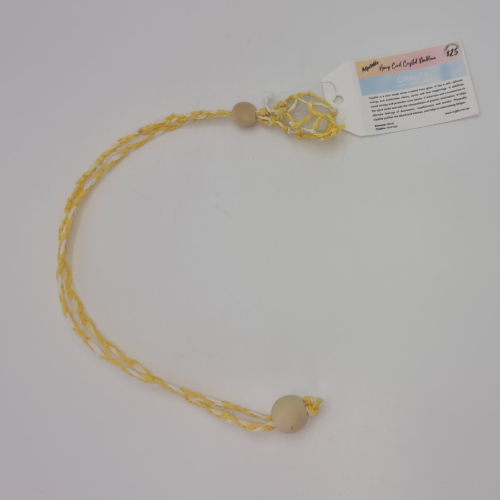 Adjustable Yellow and White Hemp Cord Crystal Necklace