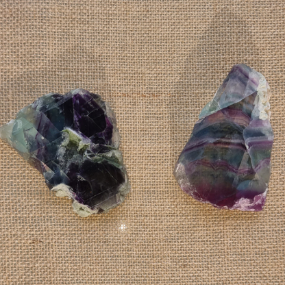 Your choice of two Rainbow Fluorite Crystal Slabs