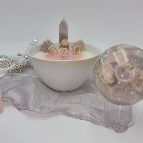 Flower Agate Crystal Candle called Grow
