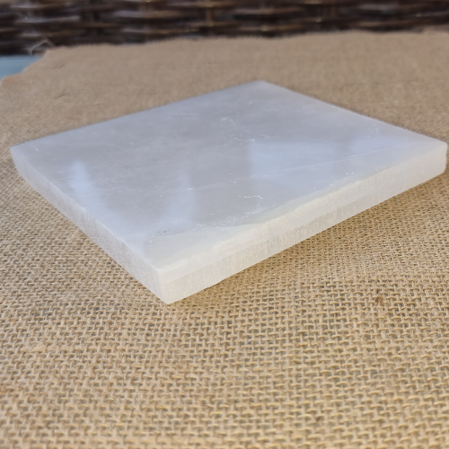 Square Selenite Crystal Charging Plate 15cm