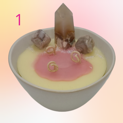 Flower Agate Crystal Candle called Grow infused with The Samba Fragrance